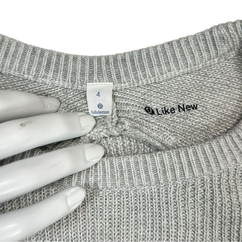 Lululemon Cabin Yogi Long Sleeve White / Heathered Light Grey‎ W3G52S Size 4 - Picture 9 of 12